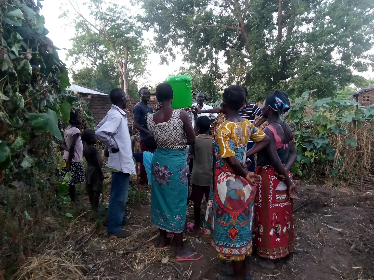 Women working together during a community-based livelihood activity