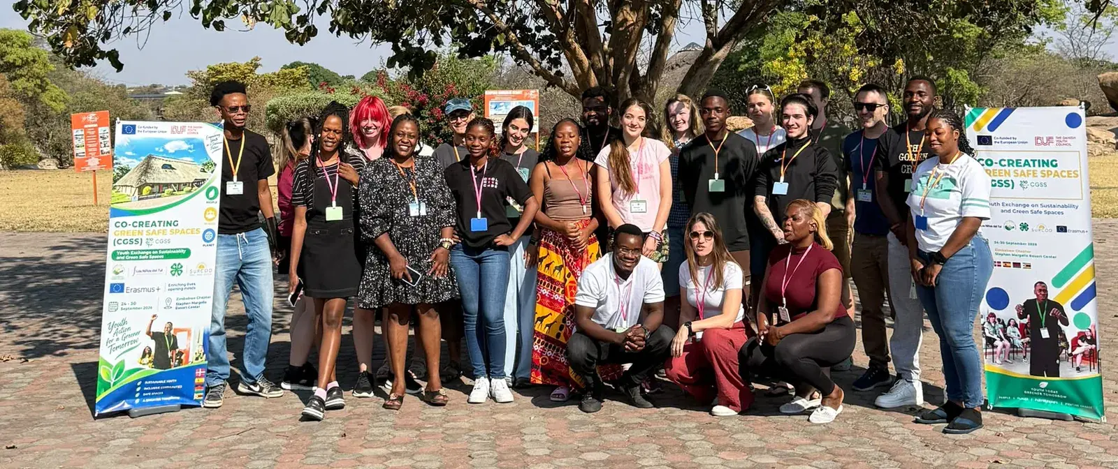 Participants from the partner countries together at the Zimbabwe youth exchange.